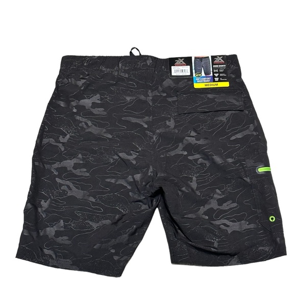 Men's Zeroxposur Medium Swim Drawstring Shorts Trunks Hybrid Black Elastic Waist - Picture 4 of 10